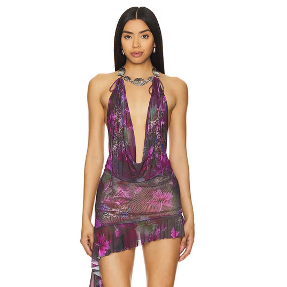Jaded London Purple Floral Mini Dress